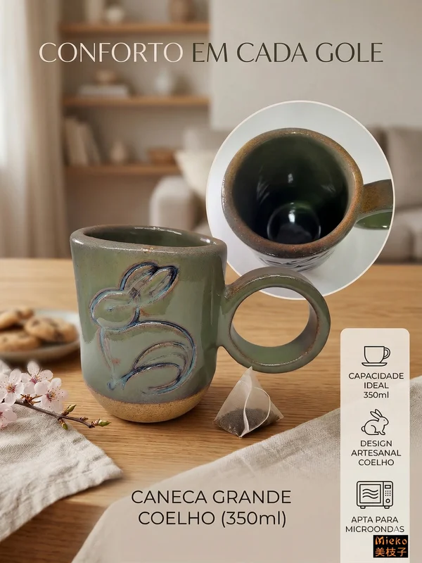 R$ 80 (PIX) R$ 90 (CARTÃO) Caneca Grande Coelho